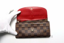 近年モデル希少美中古■LOUIS VUITTON ダミエ ポルトフォイユエミリー レザー 2つ折り長財布 ルイヴィトン■0111ua834-5K_画像4