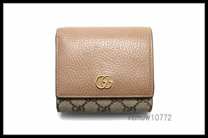 近年モデル希少美中古■GUCCI GGマーモント GGスプリーム レザー 2つ折り財布 グッチ■0118bb340-10D