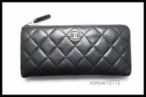 希少美中古■CHANEL 17番台 マトラッセ SV金具 レザー L字 ラウンドファスナー 長財布 シャネル■0118ru1035-8K