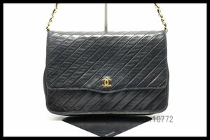 希少美中古■CHANEL 1番台 バイアスステッチ レザー チェーンショルダーバッグ シャネル■0118ra458-6K