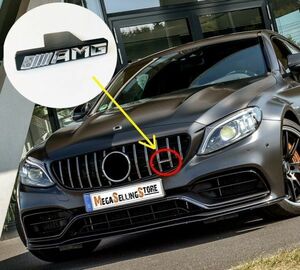 AMG グリル エンブレム フロントグリル バッジ メルセデスベンツ es cg gla glb glc gls アクセサリー ブラックシルバー