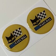 マーシャル MARCHAL ステッカー 黒猫 バイク 車 タンクふた ドレスアップ HONDAヤマハSUZUKI 30mm イエロー黄 2枚_画像1