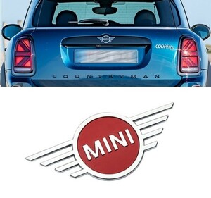 MINI ミニクーパー エンブレム 後期 3Dメタルステッカー フロント リア トランク レッドシルバー jcw r56 r55 f54 f55 f56 f57 r57 r58 r59