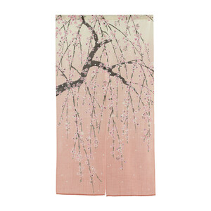 新品　 暖簾　のれん 和柄のれん 麻混しだれざくら　桜　 82×150cm　ピンク「2022新作」 日本製 
