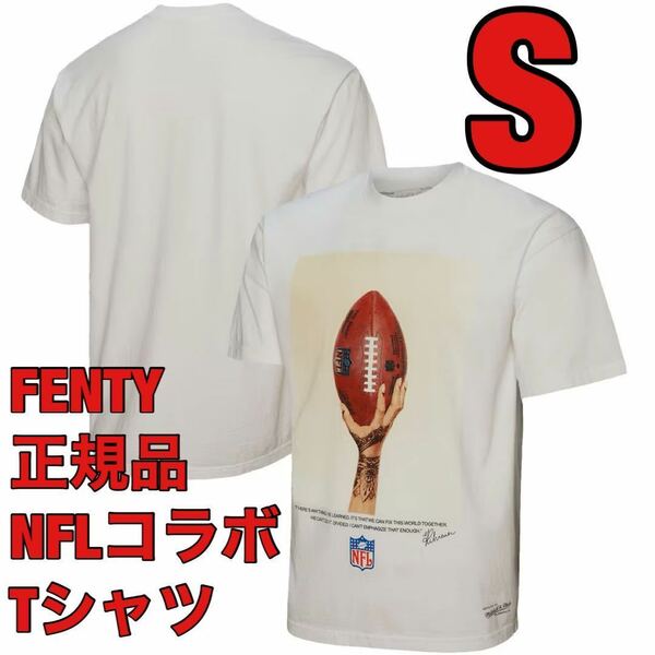 Sホワイト23スーパーボウルRihannaリアーナNFL公式TシャツFENTY for Mitchell & Ness Super Bowlミッチェルアンドネス日本未発売フェンティ