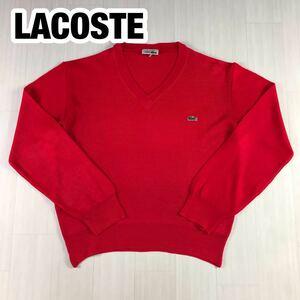 LACOSTE フレンチ ラコステ 長袖ニット セーター レッド Vネック フレラコ ワニ