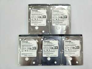 中古HDD 5台セット 東芝 MQ01ABF050 HDD 500GB SATA 5400RPM 8MB 7mm 2.5インチ 動作確認済 健康状態:正常 5枚セット TOSHIBA