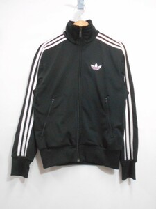 70 送60サ 0109$D13 adidas アディダス オリジナルトラックジャケット ジャージ 3ライン ジップ ブラック サイズXS 中古品