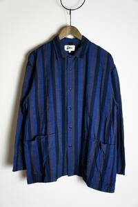 正規 23SS Pilgrim Surf+Supply ピルグリム サーフ+サプライ Dominique Aizu Shirt ストライプ 長袖 シャツ 36-11-0075-139 青Ｓ 124Ｏ