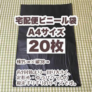 宅配ビニール袋 A4サイズ ゆうパケット対応助けにくいブラック 20枚