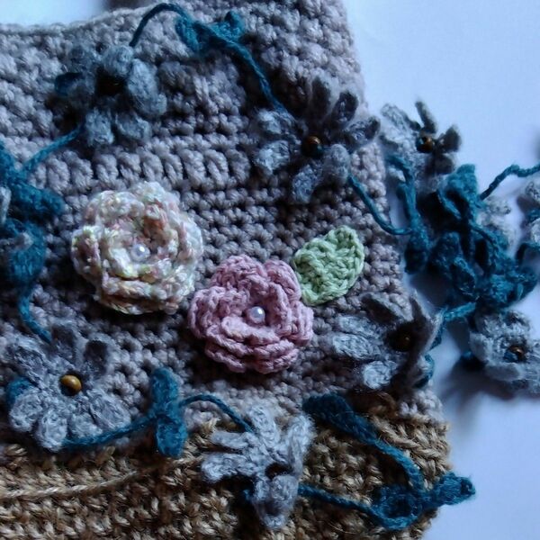 お花 かぎ針編み　バック　ガーランド