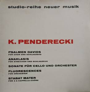 輸入LP盤 ジークフリート・パルム/アンドレイ・マルコウスキ/Warsaw Phil　Panderecki 「ダビデの詩篇」～Celloソナタ