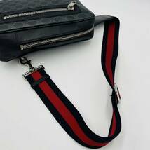 1円《現行・極美品》GUCCI グッチ GGスプリーム ボディバッグ ウエストポーチ ショルダーバッグ レザー PVC シェリーライン メンズ_画像8