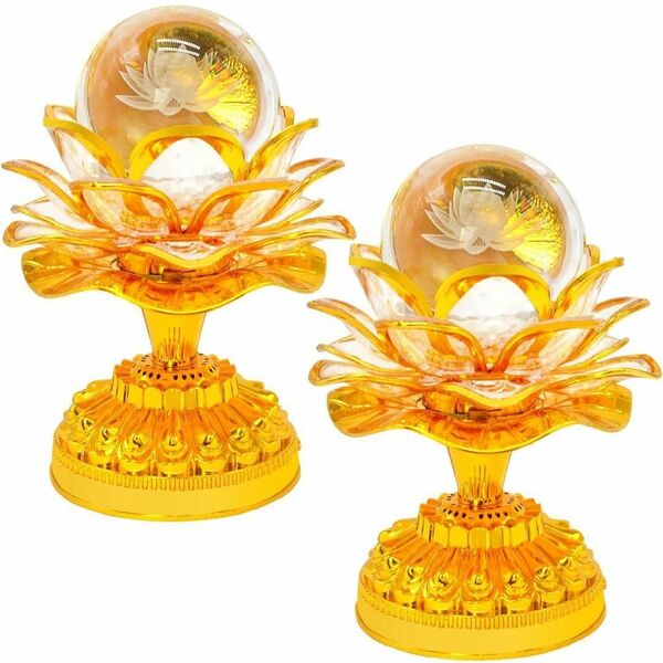 蓮花 蓮ランプ ロータスライト 蓮の花 蓮華灯 ゴールド　2個セット　仏壇