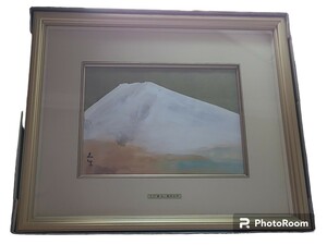 成川美術館オープン6周年記念　 奥村土牛　画伯　箱根・芦ノ湖　富士　複製画　額入　(0110c11)