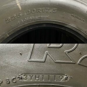 札幌発 引取OK BS R225 225/90R17.5 127/125L 17.5インチ トラックタイヤ 夏タイヤ 6本 19年製 バリ溝 4t レンジャー等 (TT043)の画像10