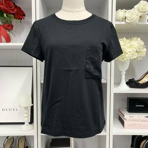7998 unused Hermes cotton T-shirt tops black 