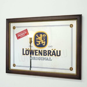 LOWENBRAU レーベンブロイ ヴィンテージ パブミラー / ドイツ ビール 額装 アドバタイジング 広告 店舗ディスプレイ #510-20-154-100