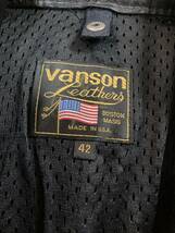 美品 サイズ42 VANSON バンソン レザージャケット ライダースジャケット USA製 アメリカ製 牛革 革ジャン 本革 パンチングレザー メッシュ_画像2