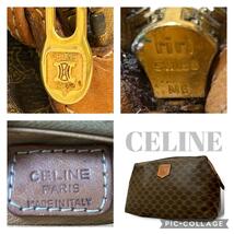 良品　セリーヌ　CELINE セカンドバッグ クラッチバッグ　ポーチ　マカダム柄　ビンテージ ブラウン イタリア製　ロゴ金具　riri_画像7