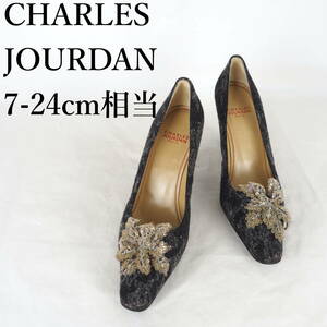 MK3941*CHARLES JOURDAN*シャルルジョルダン*レディースパンプス*7-24cm相当*黒・グレー