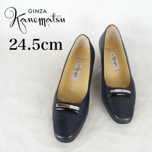 MK3947*GINZA Kanematsu*銀座かねまつ*レディースパンプス*24.5cm*ネイビー