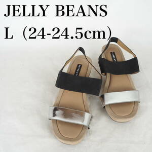 MK3978*JELLY BEANS*ジェリービーンズ*レディースサンダル*L（24-24.5cm）*シルバー・黒