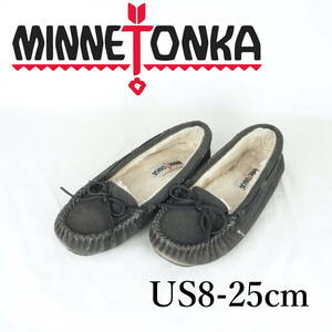 MK0591*MINNETONKA*ミネトンカ*レディースファーモカシン*US8-25cm*グレー