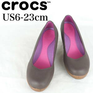 MK3382**美品*crocs*クロックス*レディースパンプス*23cm*茶*