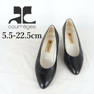 MK4181*Courrges*クレージュ*レディースパンプス*5.5-22.5cm*黒*