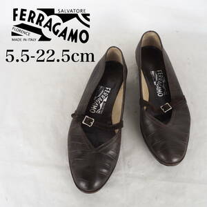 MK4334*Salvatore Ferragamo*フェラガモ*レディースバレエシューズ*5.5-22.5cm*茶