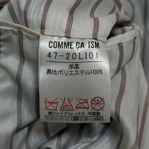 極美品 L コムサイズム ラムレザー トレンチ コート 黒 ベルト ストライプ COMME CA ISM 羊革 シープスキン リアルレザー ベルテッド 紳士_画像8