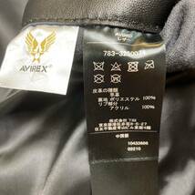 数回使用 XL アヴィレックス ラムレザー ブルゾン 黒 AVIREX 羊革 シープスキン シングル ライダース ジャケット ブラック LL 2L_画像10