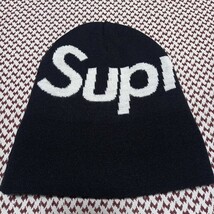 黒 Supreme Big Logo Beanie シュプリーム ビッグ ロゴ ビーニー ニット キャップ_画像5