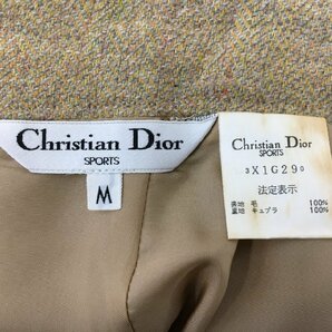 クリスチャンディオール スポーツ Christian Dior SPORTS スカートスーツ M イエロー系 ヘリンボーン 長袖 ウール 裏地キュプラ 2401WR022の画像8