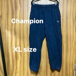 Champion イージーパンツ 軽量 XL 紺 裾ゴム スポーツ 部屋着 パジャマ ネイビー スエット 中古m64