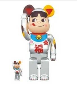 BE@RBRICK 招き猫 ペコちゃん 福 銀メッキ 100％ & 400％ 新品未開封 ベアブリック メディコムトイ