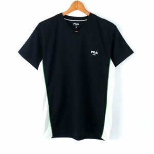 フィラ 半袖Tシャツ Vネック ワンポイントロゴ スポーツウエア メンズ Mサイズ ネイビー FILA