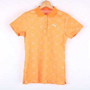 プーマ ポロシャツ 半袖 チェック柄 大きいサイズ スポーツウエア トップス レディース Oサイズ オレンジ PUMA