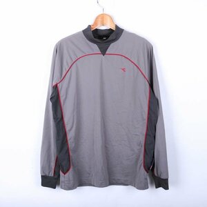 ディアドラ 長袖 Tシャツ ハイネック 練習着 スポーツウエア トップス メンズ Mサイズ グレー Diadora