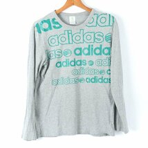 アディダス Tシャツ 長袖 コットン100% スポーツウエア トップス メンズ Lサイズ グレー adidas_画像1