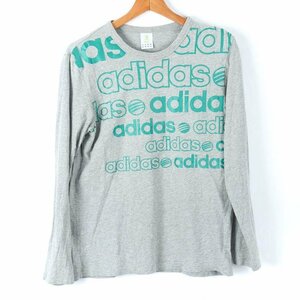 アディダス Tシャツ 長袖 コットン100% スポーツウエア トップス メンズ Lサイズ グレー adidas