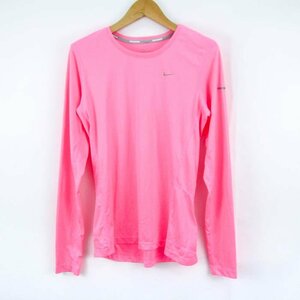 ナイキ 長袖Tシャツ ドライフィット 胸ロゴ ランニングウエア レディース Mサイズ ピンク NIKE