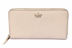 ケイトスペード 長財布 レザー ラウンドファスナー 小銭入れあり ブランド ロングウォレット レディース ベージュ Kate Spade