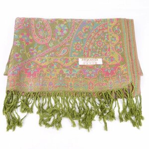 パシュミナ ストール ペイズリー柄 ブランド 小物 レディース グリーン PASHMINA