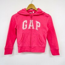 ギャップ ジップアップパーカー 前面ロゴ スウェット スエット キッズ 女の子用 S(6-7)サイズ ピンク GAP_画像1