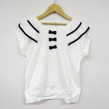 組曲 半袖Tシャツ フリル リボン キッズ 女の子用 TMサイズ ホワイト KUMIKYOKU_画像1