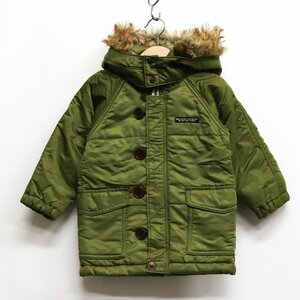 efo- Kids military coat fur attaching with cotton jumper outer Kids for boy 100 size khaki F.O.KIDS