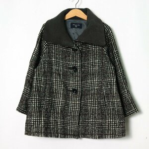  Comme Ca *te* mode wool coat check pattern alpaca . outer Kids for girl 120A size gray COMME CA DU MODE