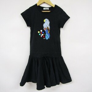 ソニアリキエル 半袖ワンピース オウムアップリケ ビジュー キッズ 女の子用 120サイズ ブラック Sonia Rykiel